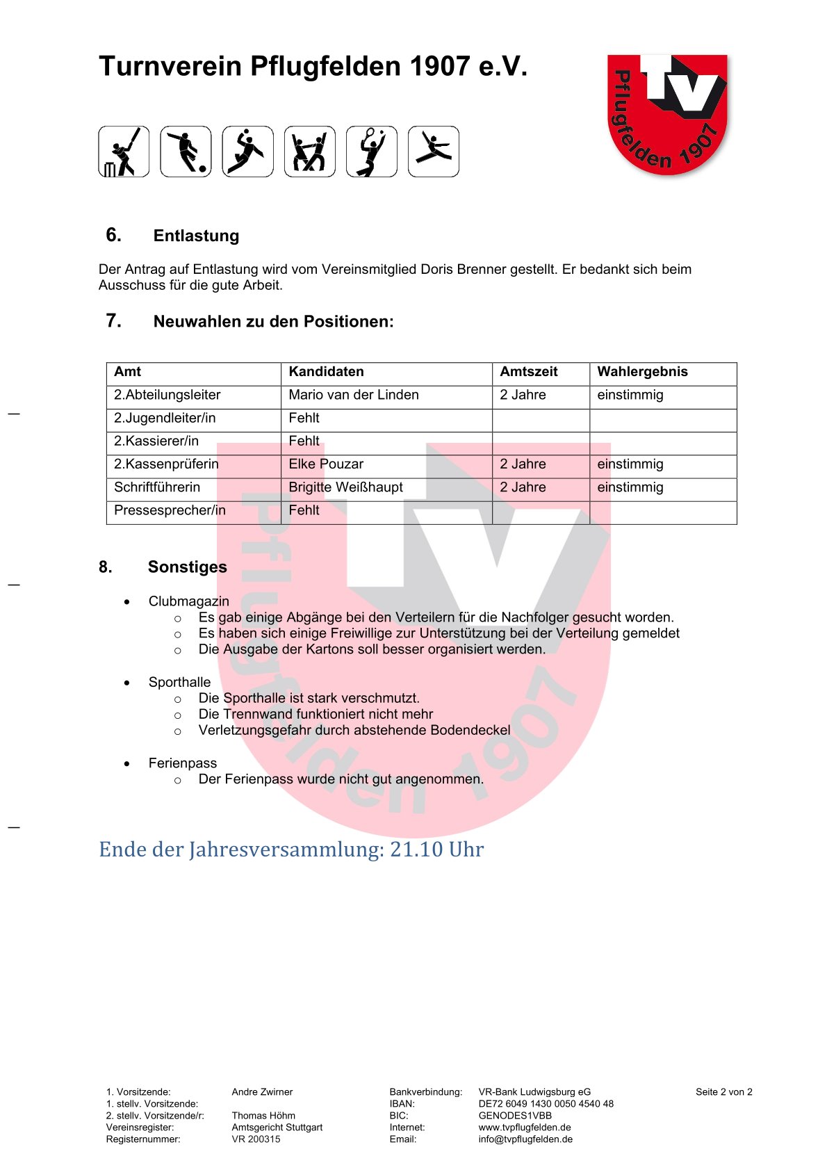 2026 Kurzprotokoll Jahresversammlung der Turnabteilung TV Pflugfelden 2